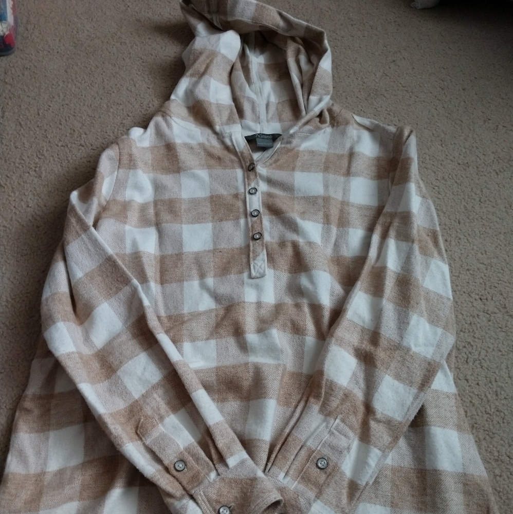 Fleece hooded long-sleeve shirt